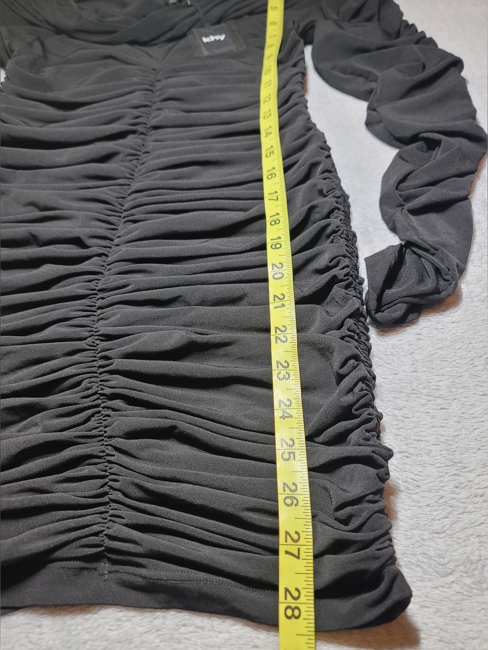 NWT Khy x Atlein Long Sleeve Ruched Mini Dress Black Size L - Picture 5 of 7